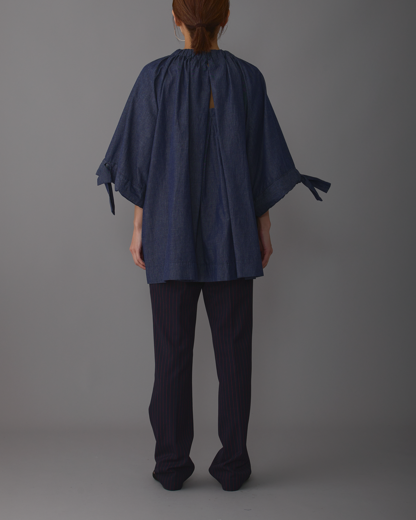 gather blouse short denim