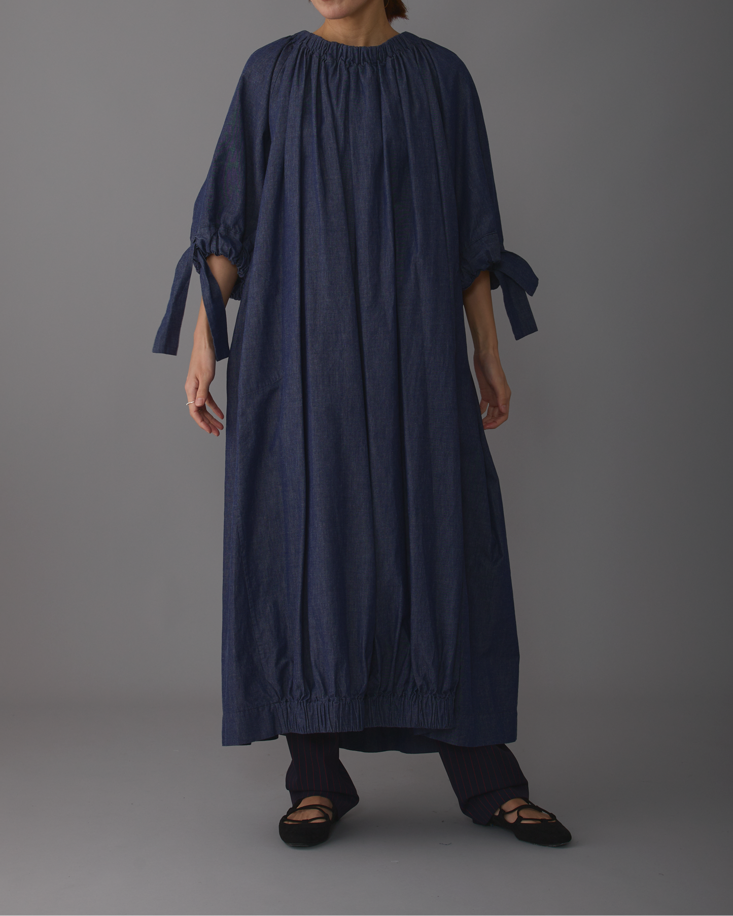 gather blouse denim