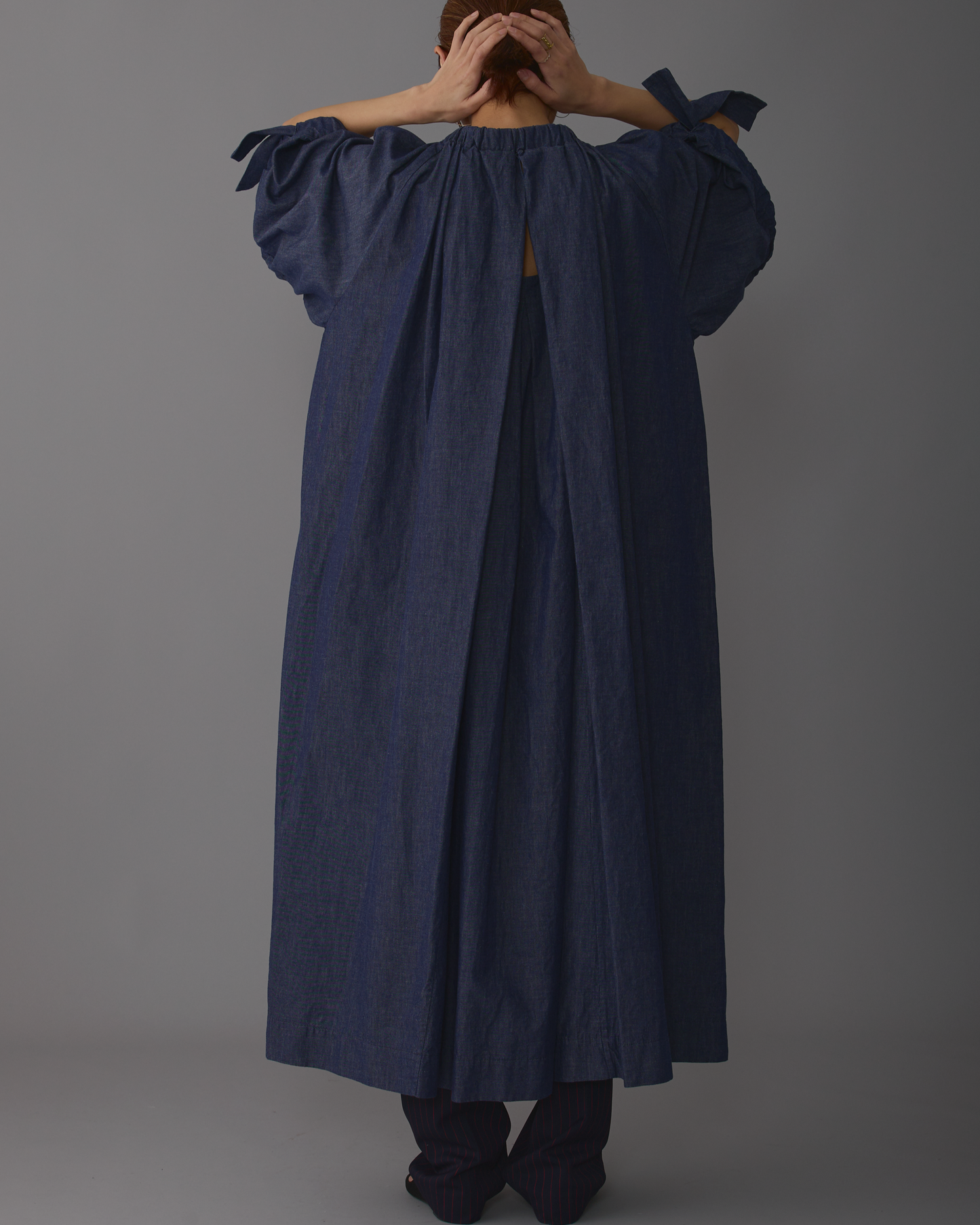 gather blouse denim
