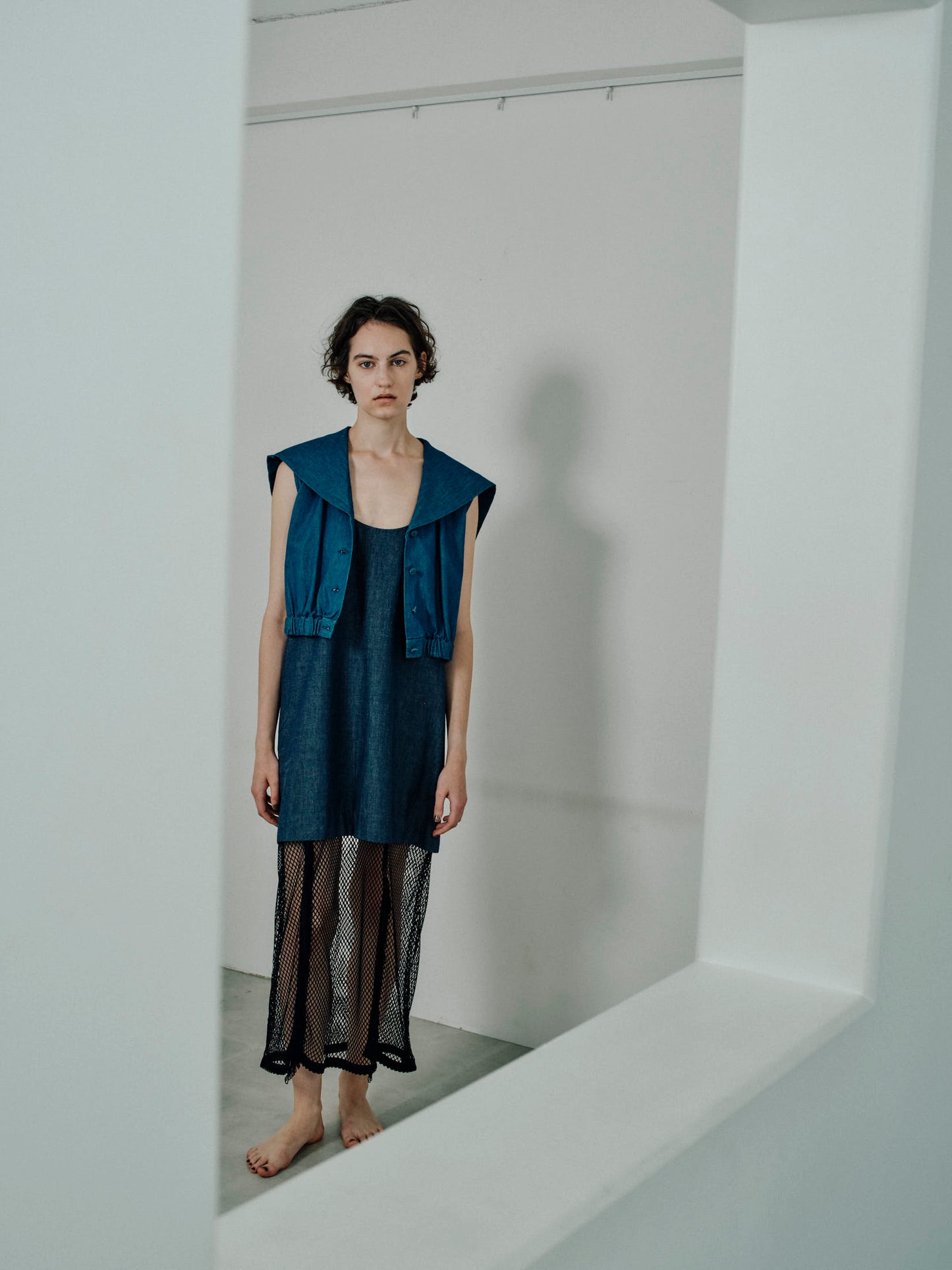 mesh camisole long denim