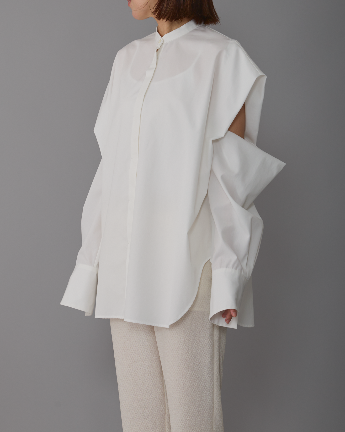 2way sleeves shirt white