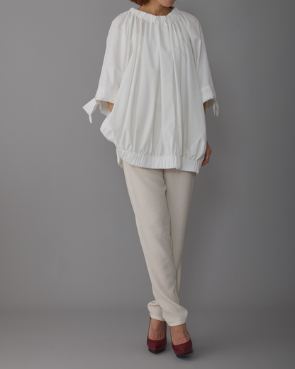 gather blouse short White
