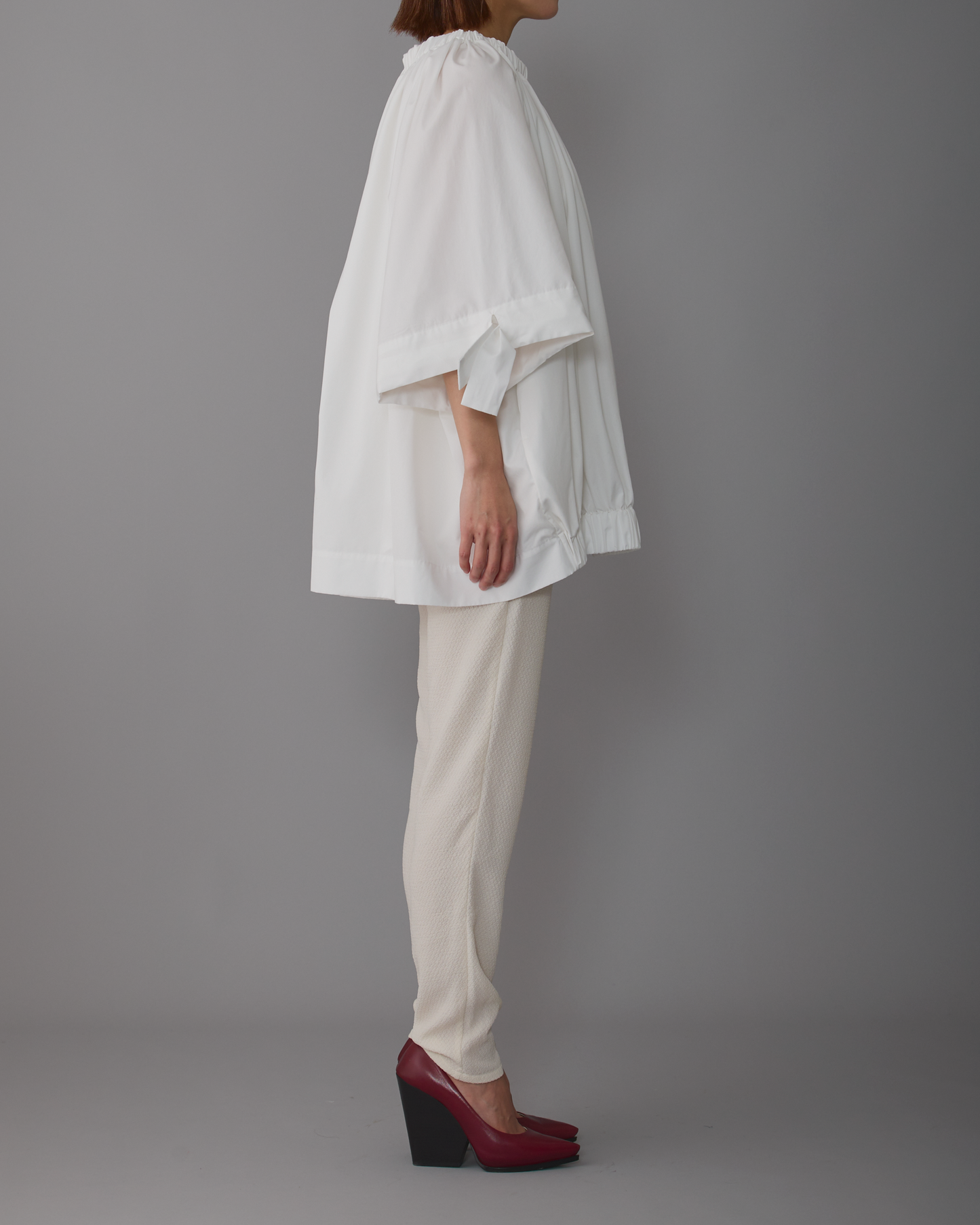 gather blouse short White