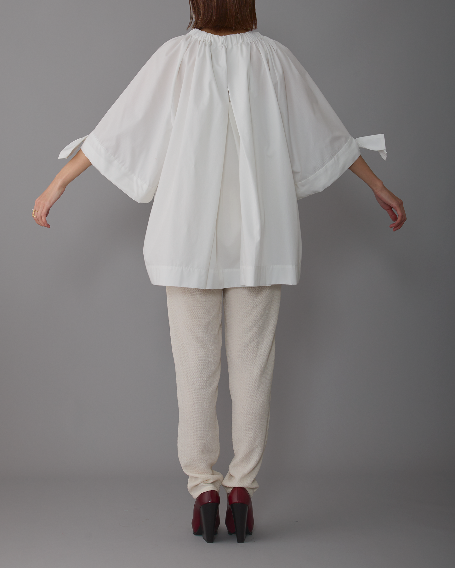 gather blouse short White