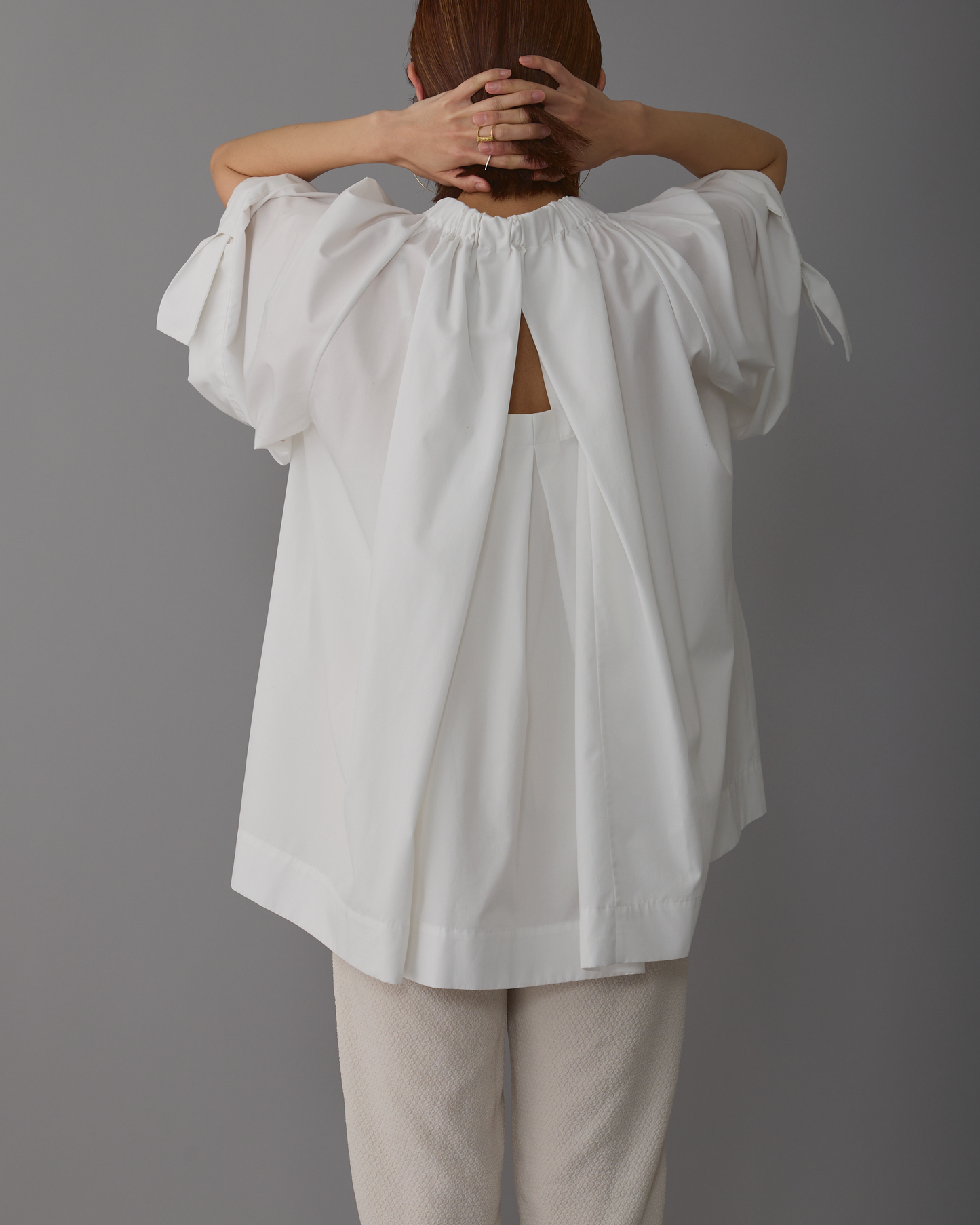 gather blouse short White