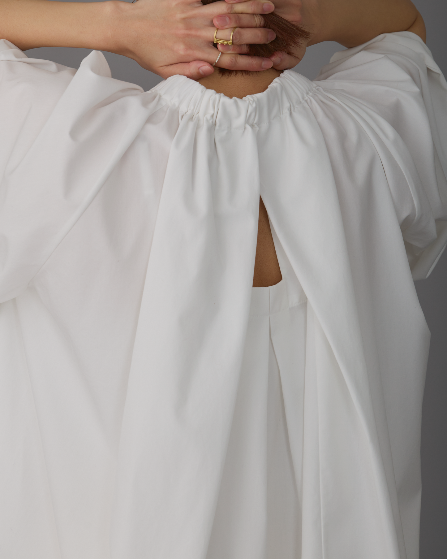 gather blouse short White