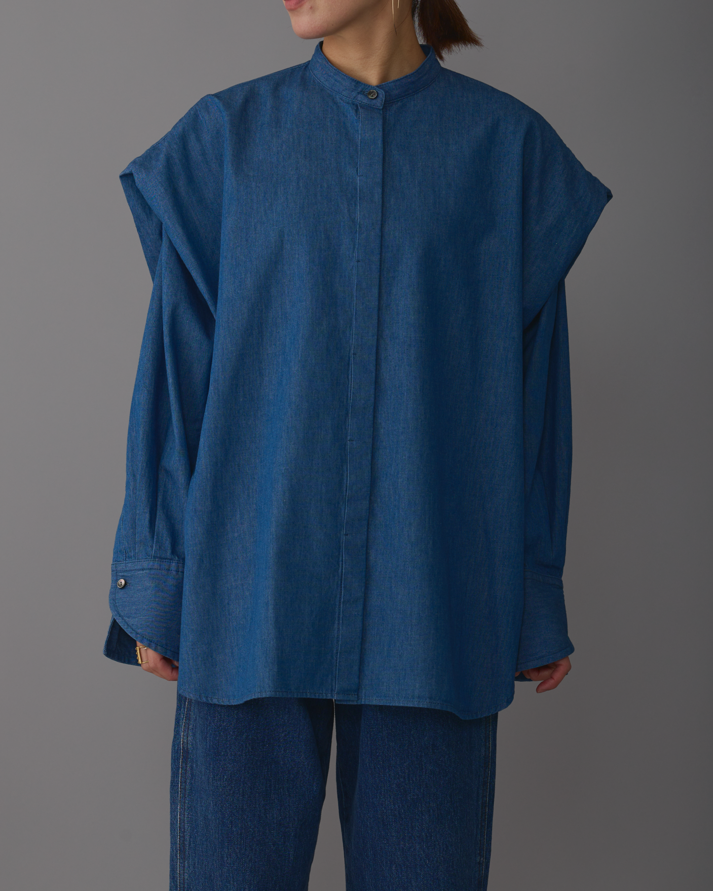 2way sleeves shirt denim