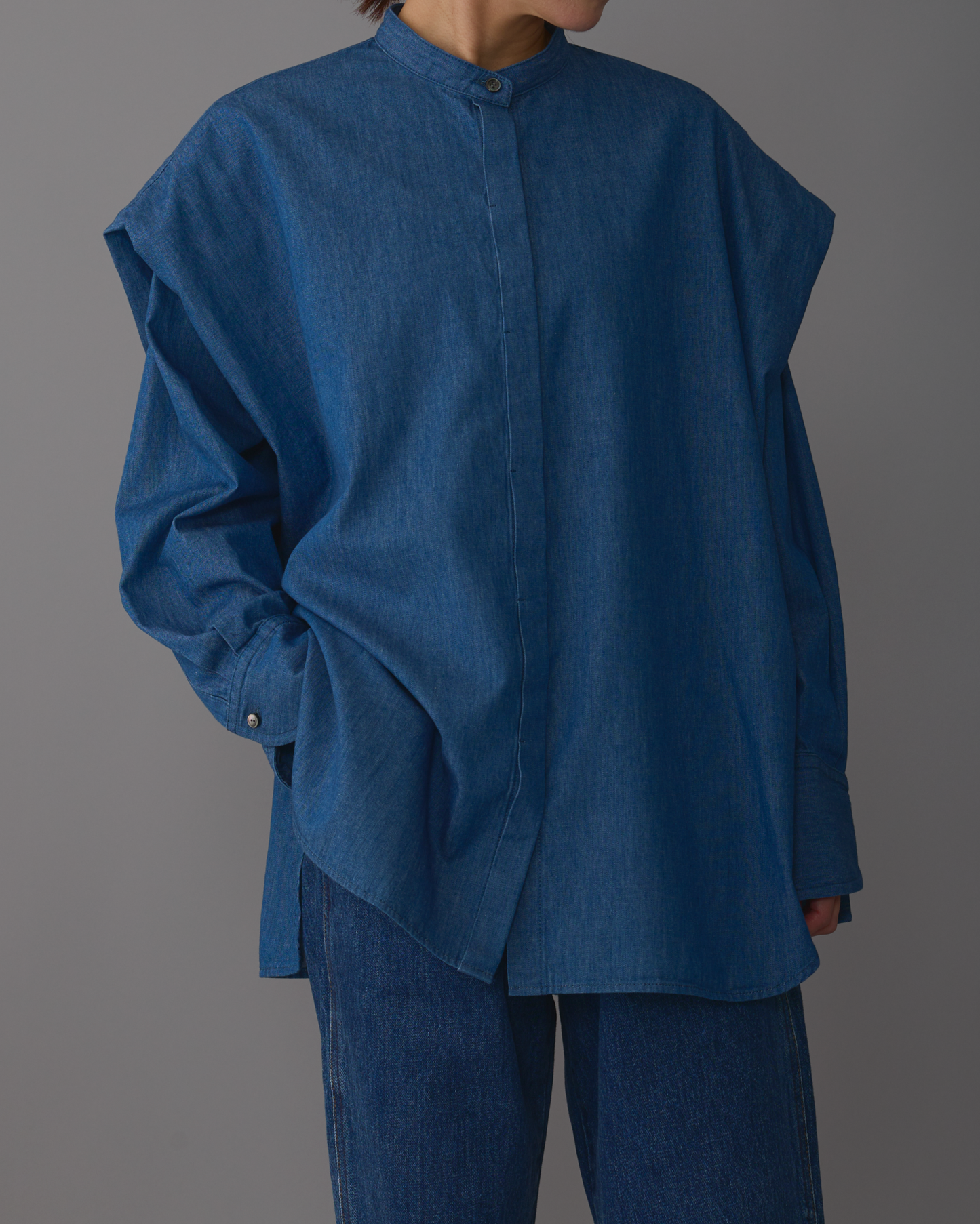 2way sleeves shirt denim