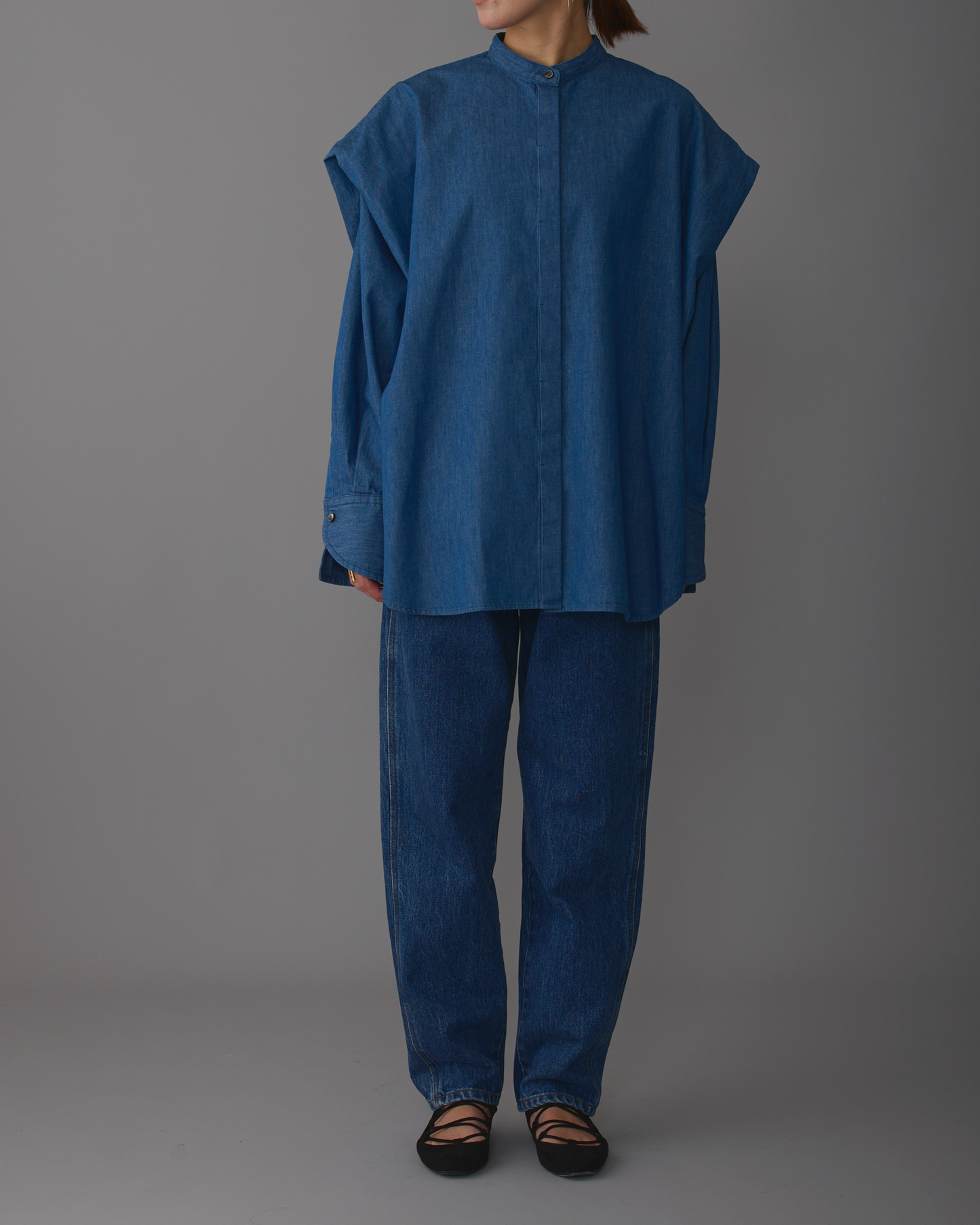 2way sleeves shirt denim