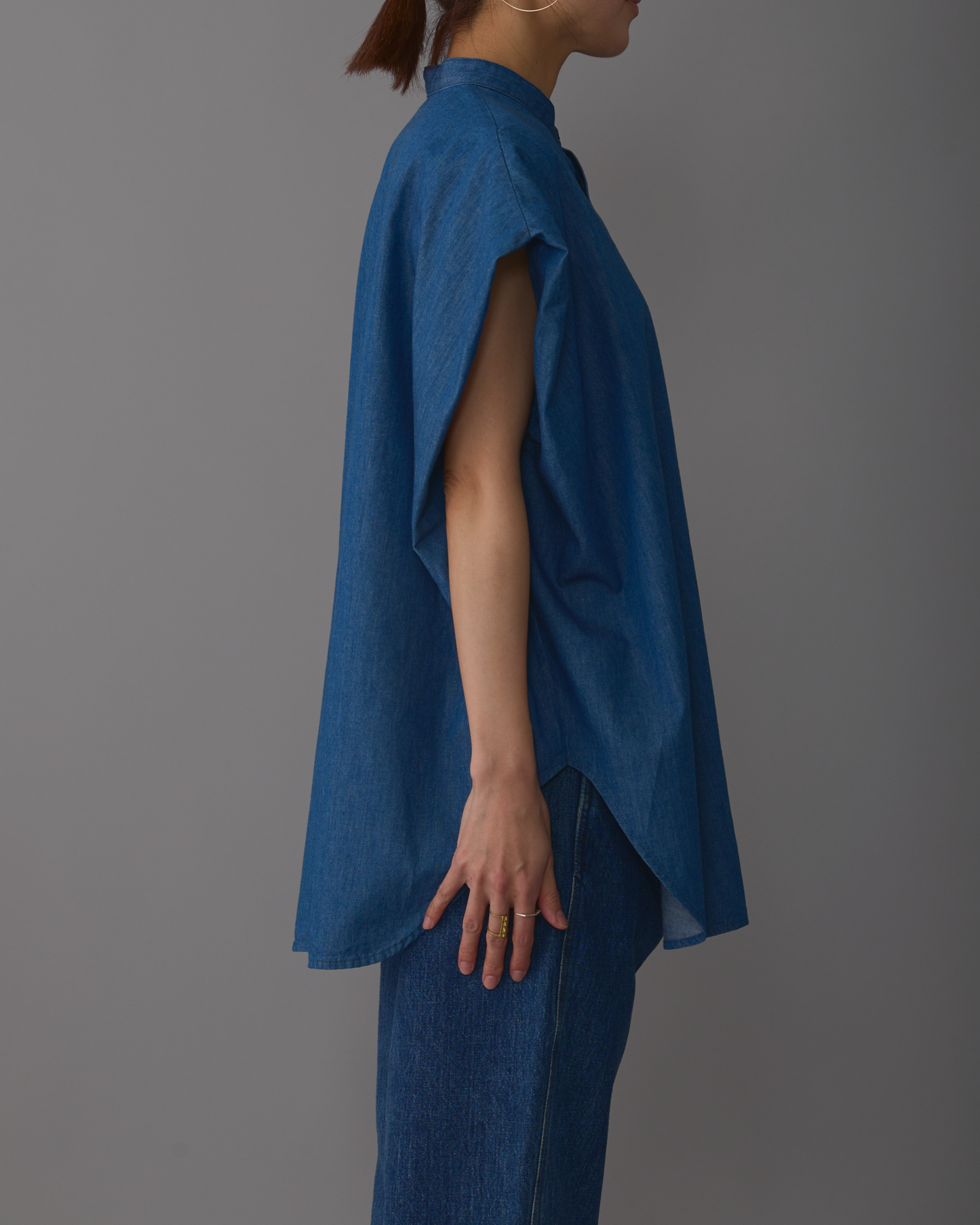 2way sleeves shirt denim