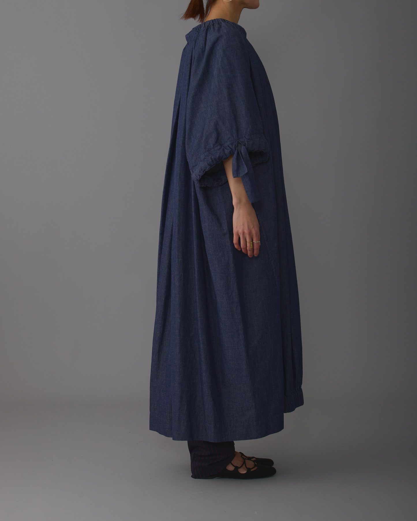 gather blouse denim
