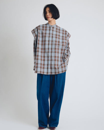 checked 2way sleeves shirt