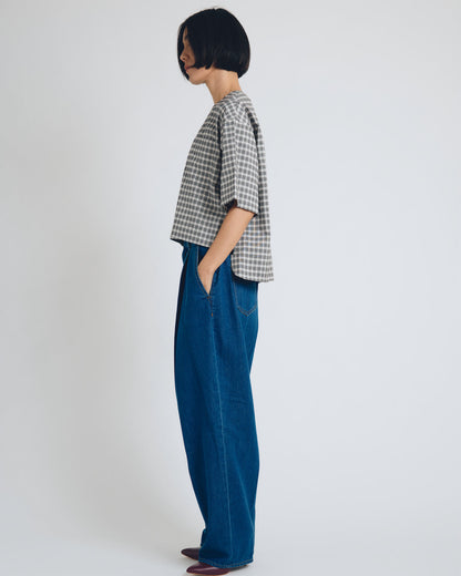 checked T-blouse short