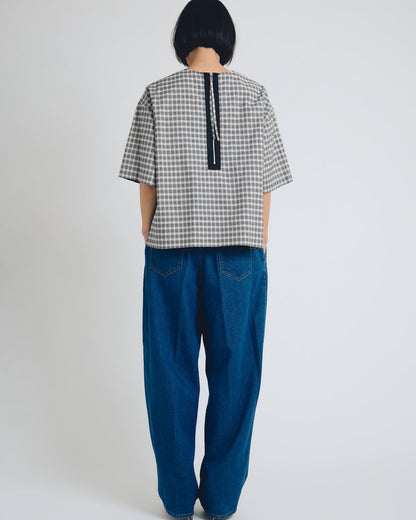 checked T-blouse short
