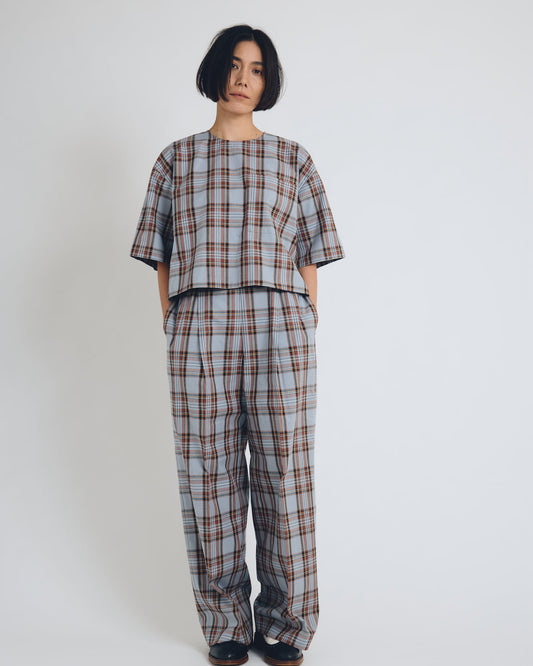 checked T-blouse short