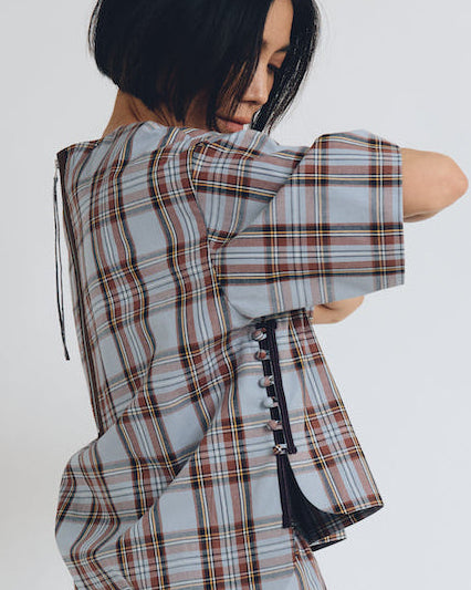 checked T-blouse short