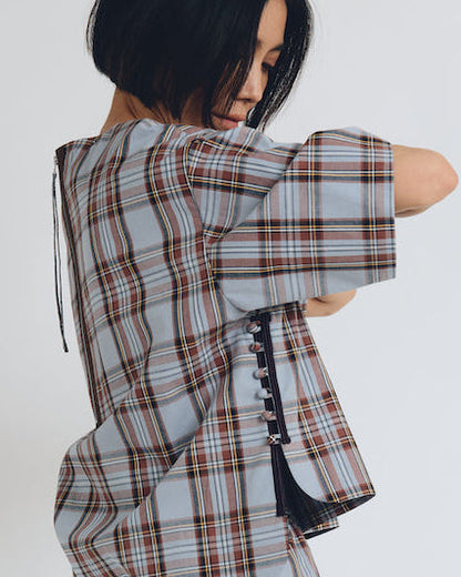 checked T-blouse short