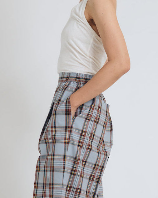 checked wide leg trousers