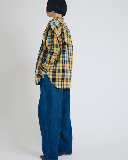 checked 2way sleeves shirt