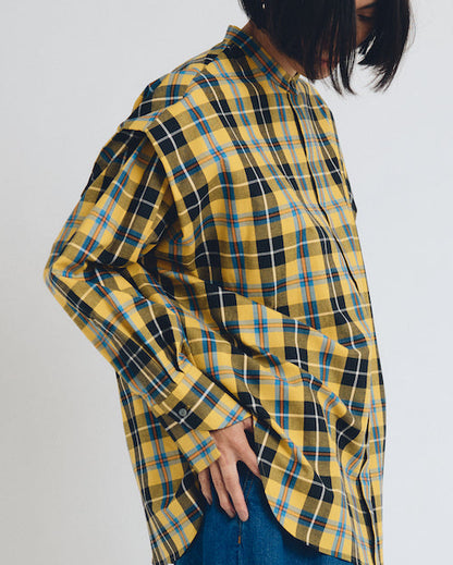 checked 2way sleeves shirt