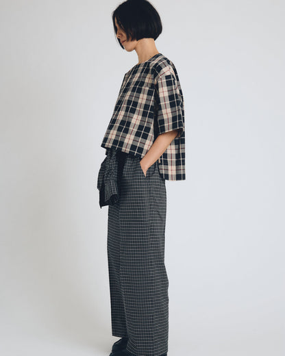 checked T-blouse short