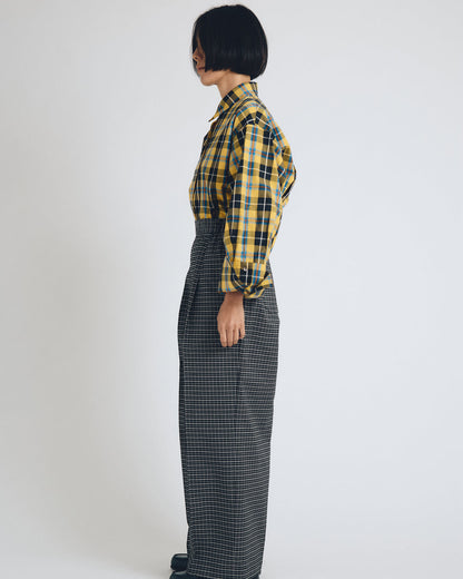 checked wide leg trousers