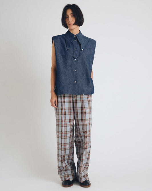 sleeveless big collar top