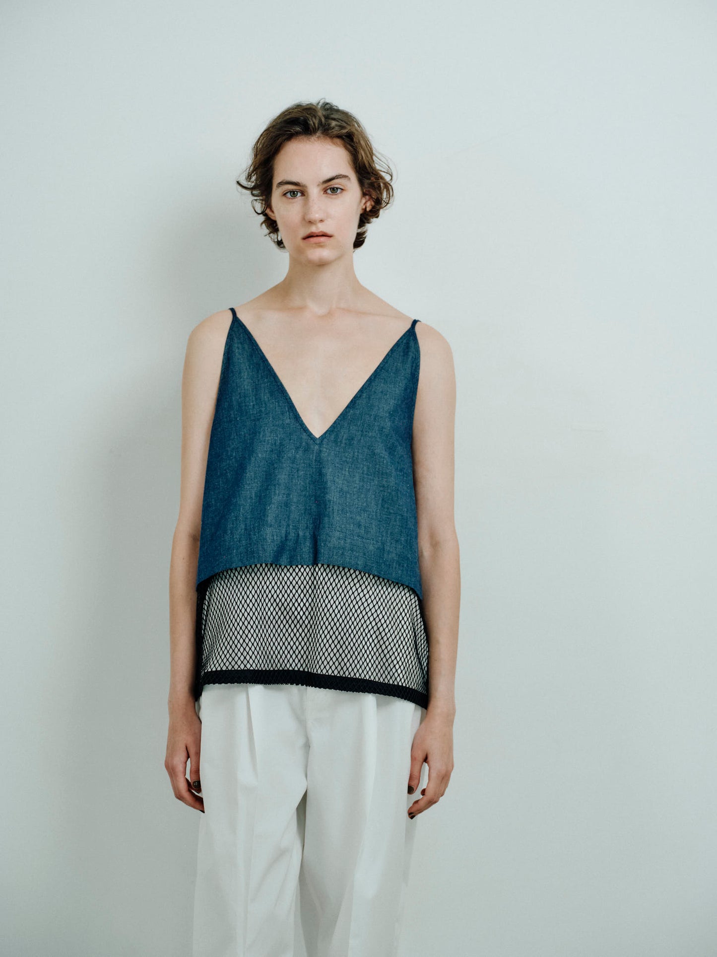 mesh camisole short denim