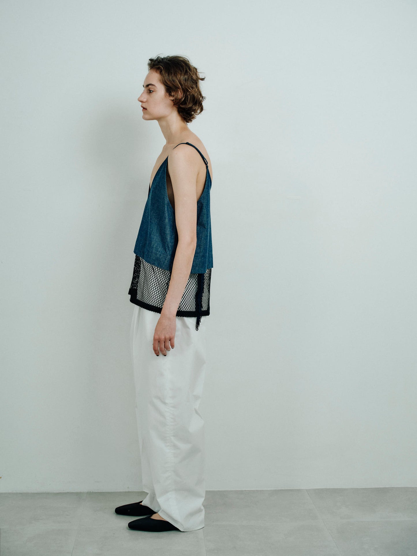 mesh camisole short denim