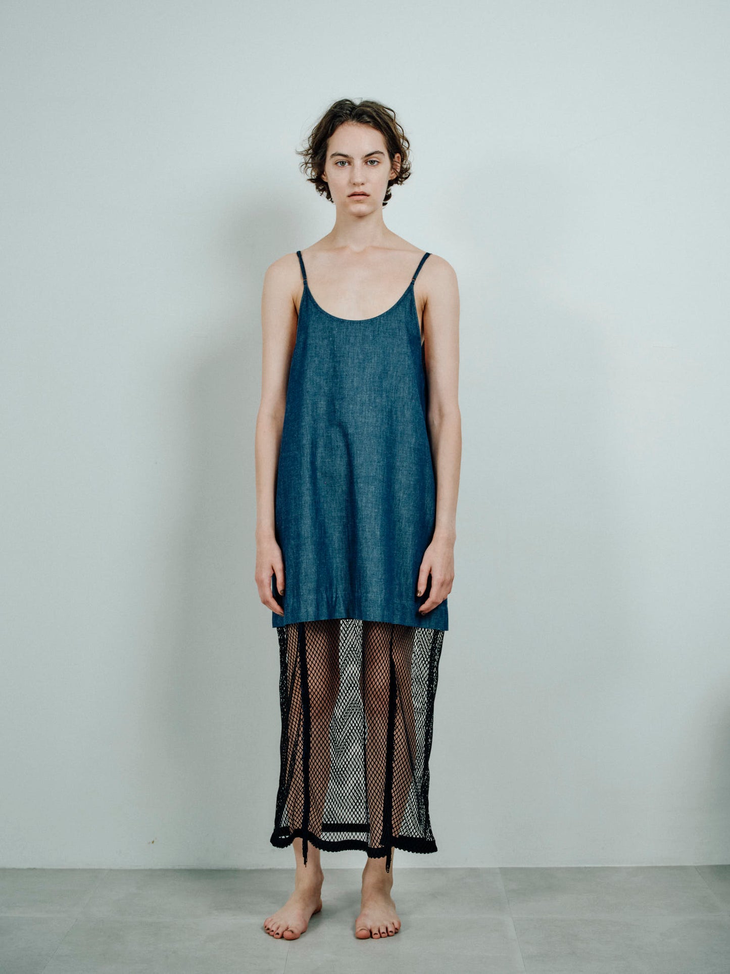 mesh camisole long denim