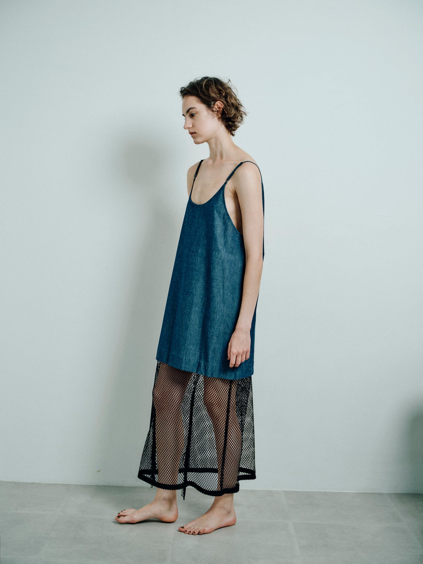 mesh camisole long denim