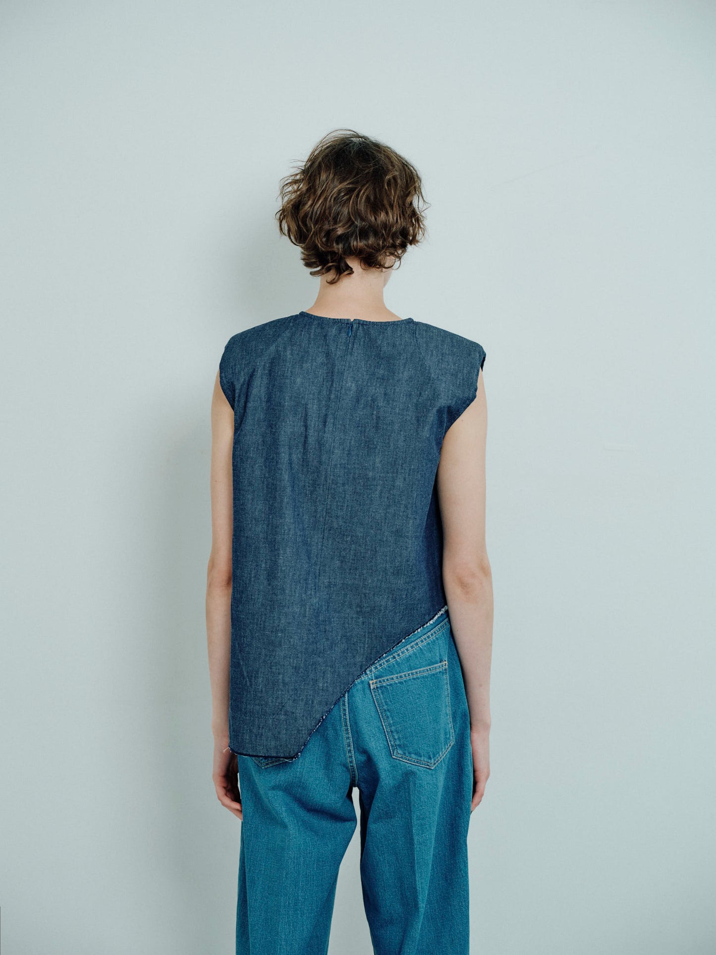 padded cropped shirt denim