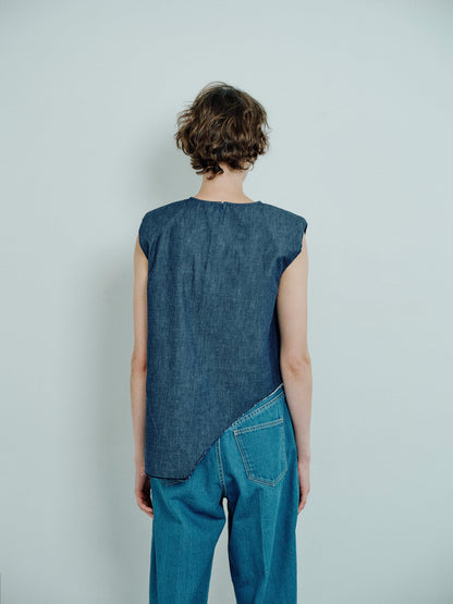 padded cropped shirt denim