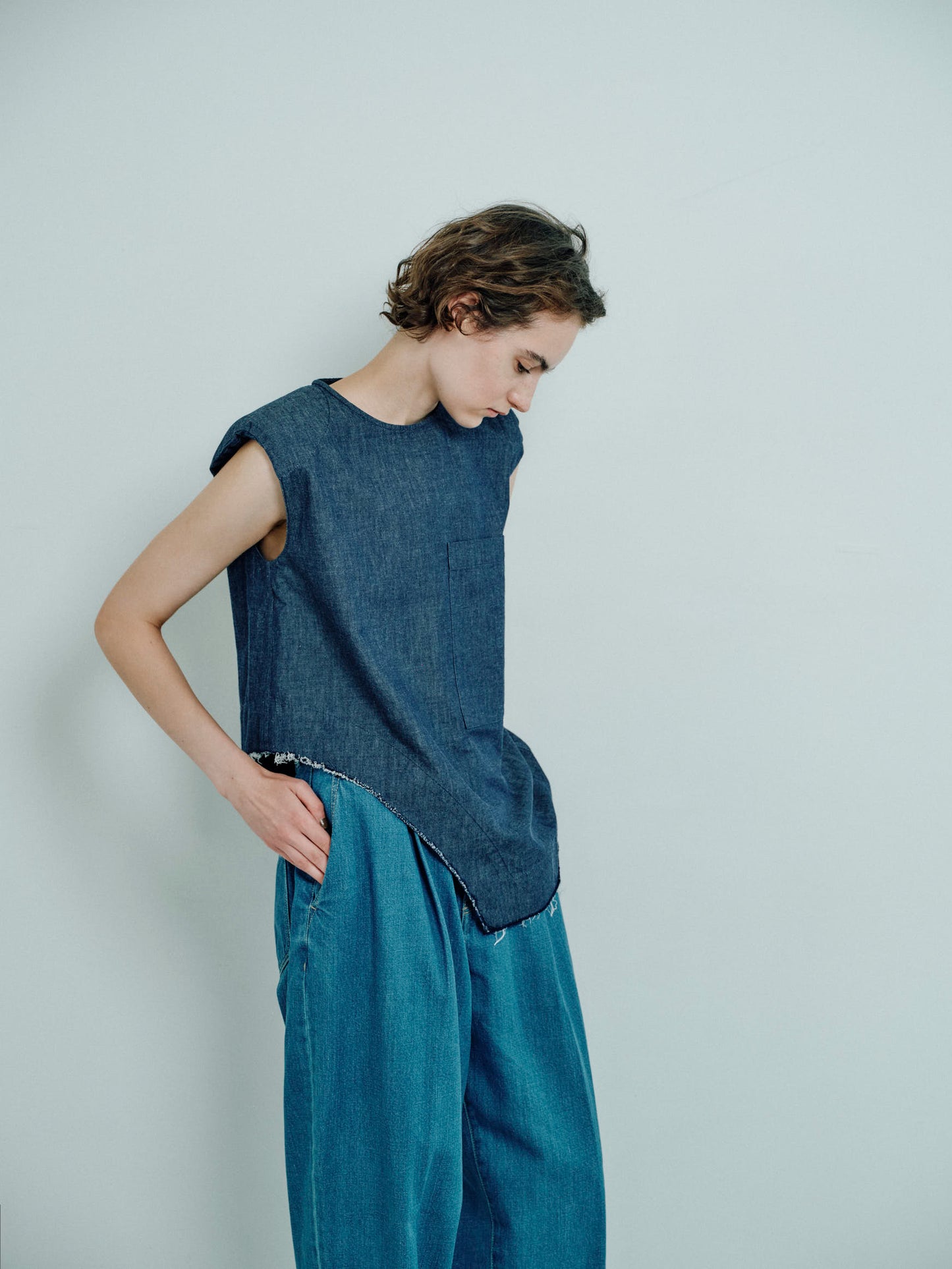 padded cropped shirt denim