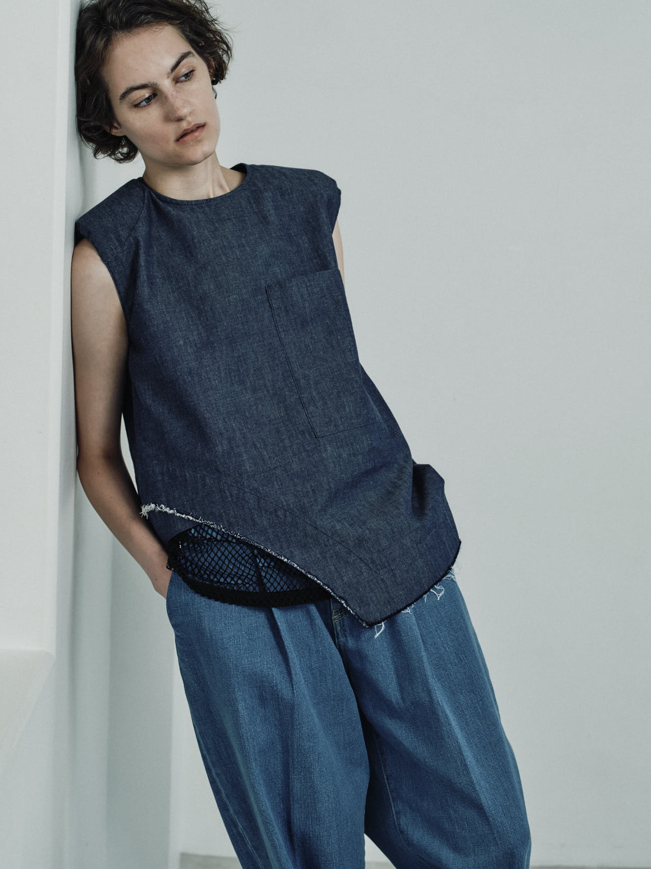 padded cropped shirt denim