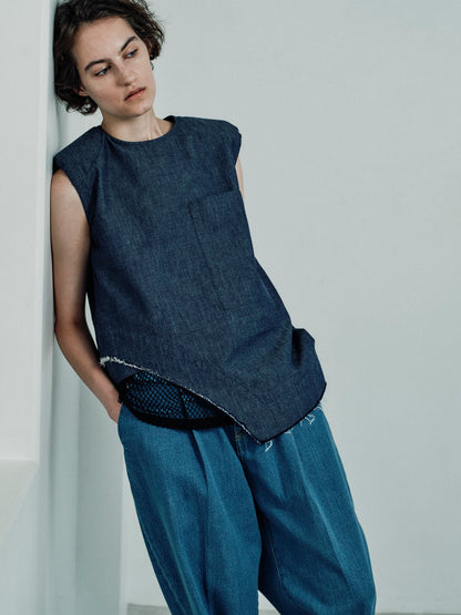 padded cropped shirt denim