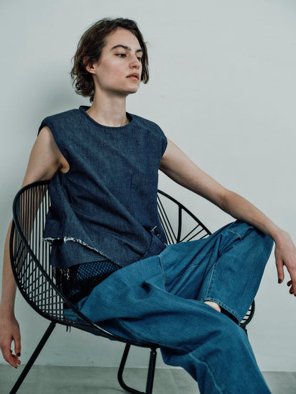 padded cropped shirt denim