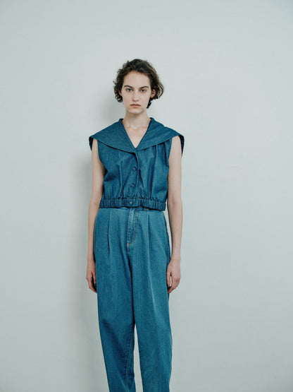 sailor collar top denim