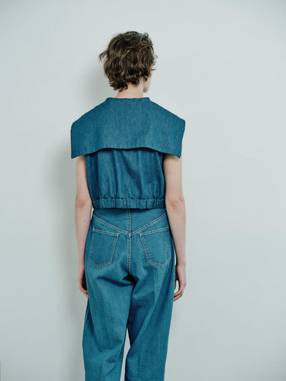 sailor collar top denim