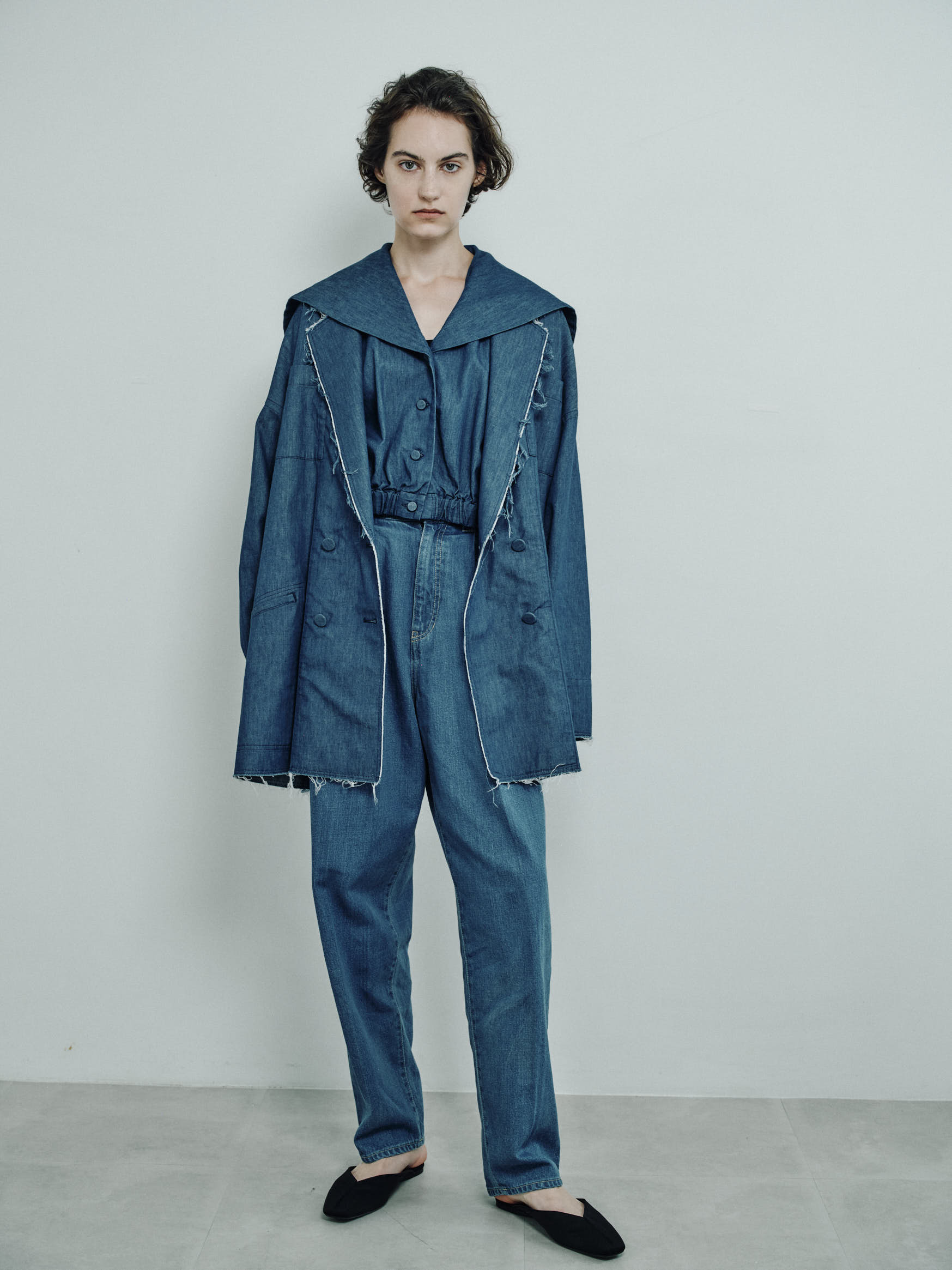 sailor collar top denim – ALLLOU