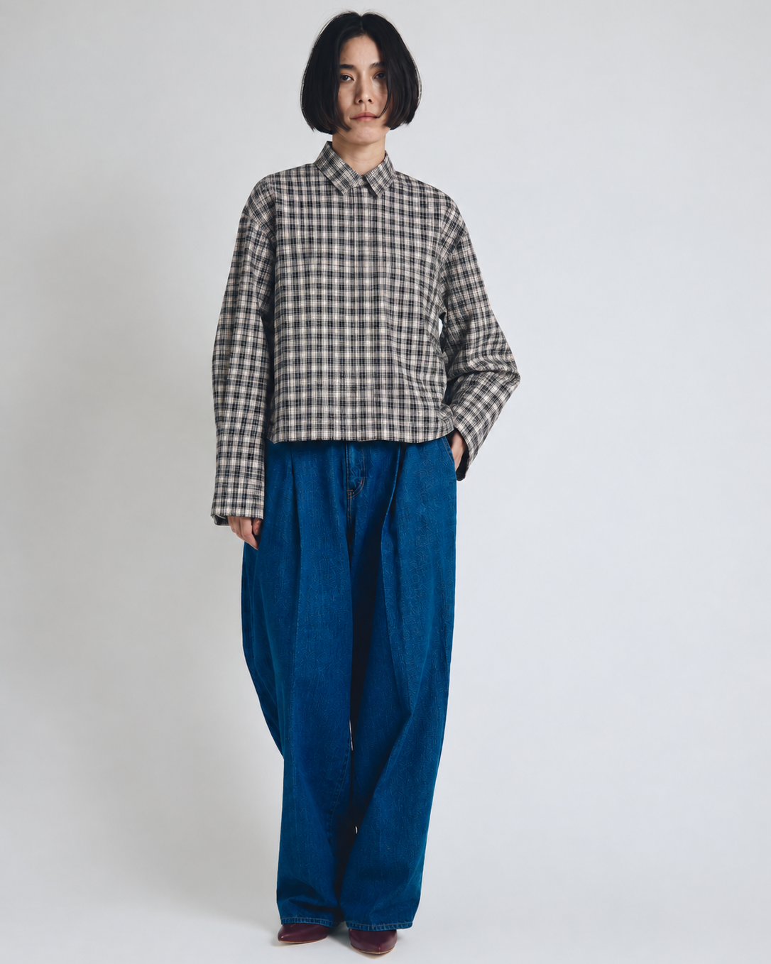 huge checked shirt  short length