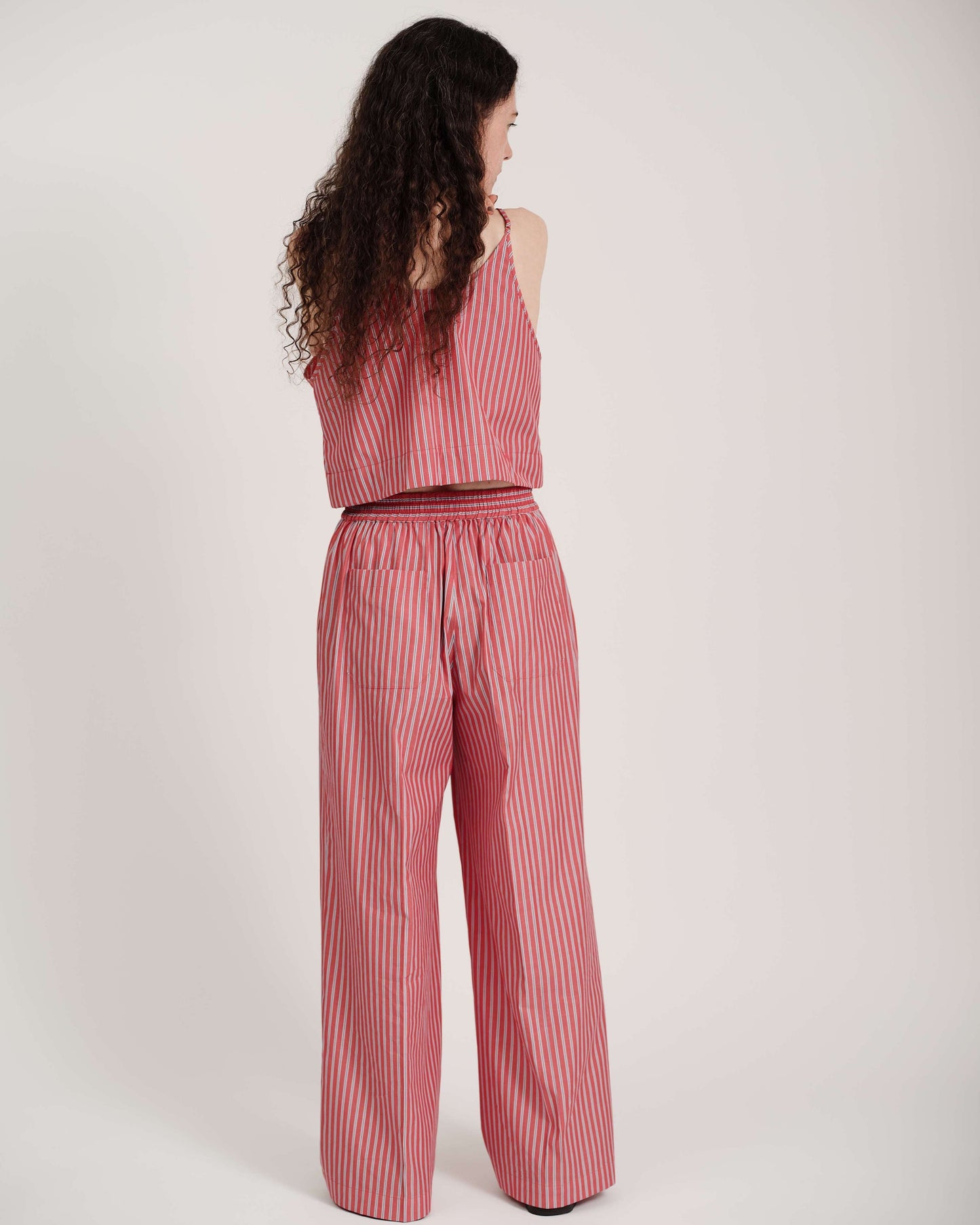 striped wide leg trousers