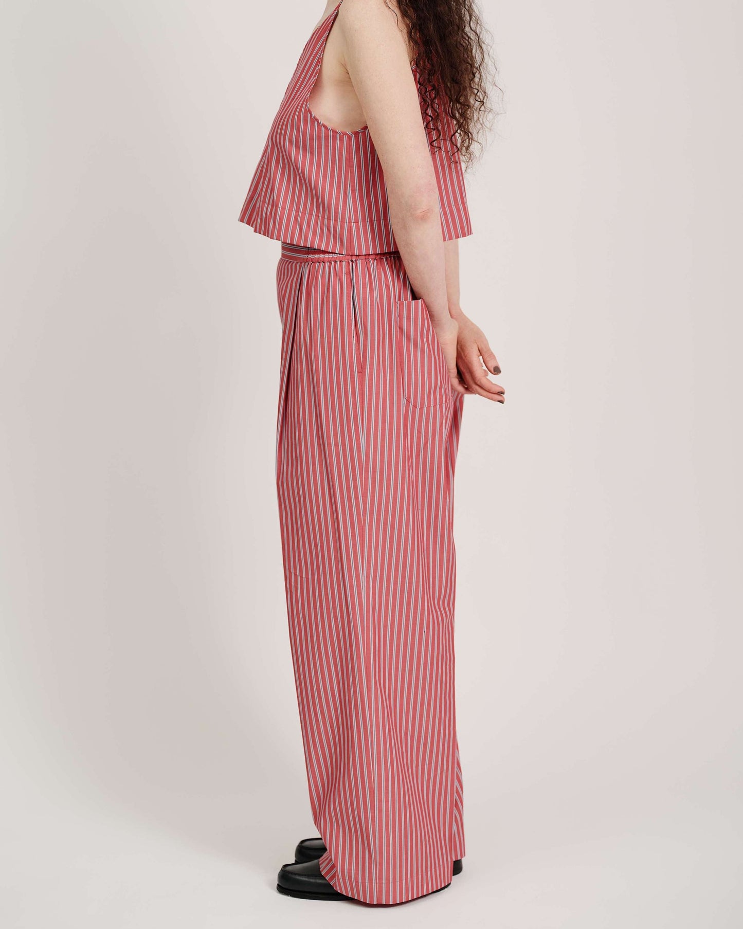 striped wide leg trousers