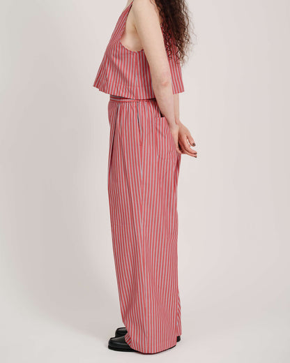 striped wide leg trousers