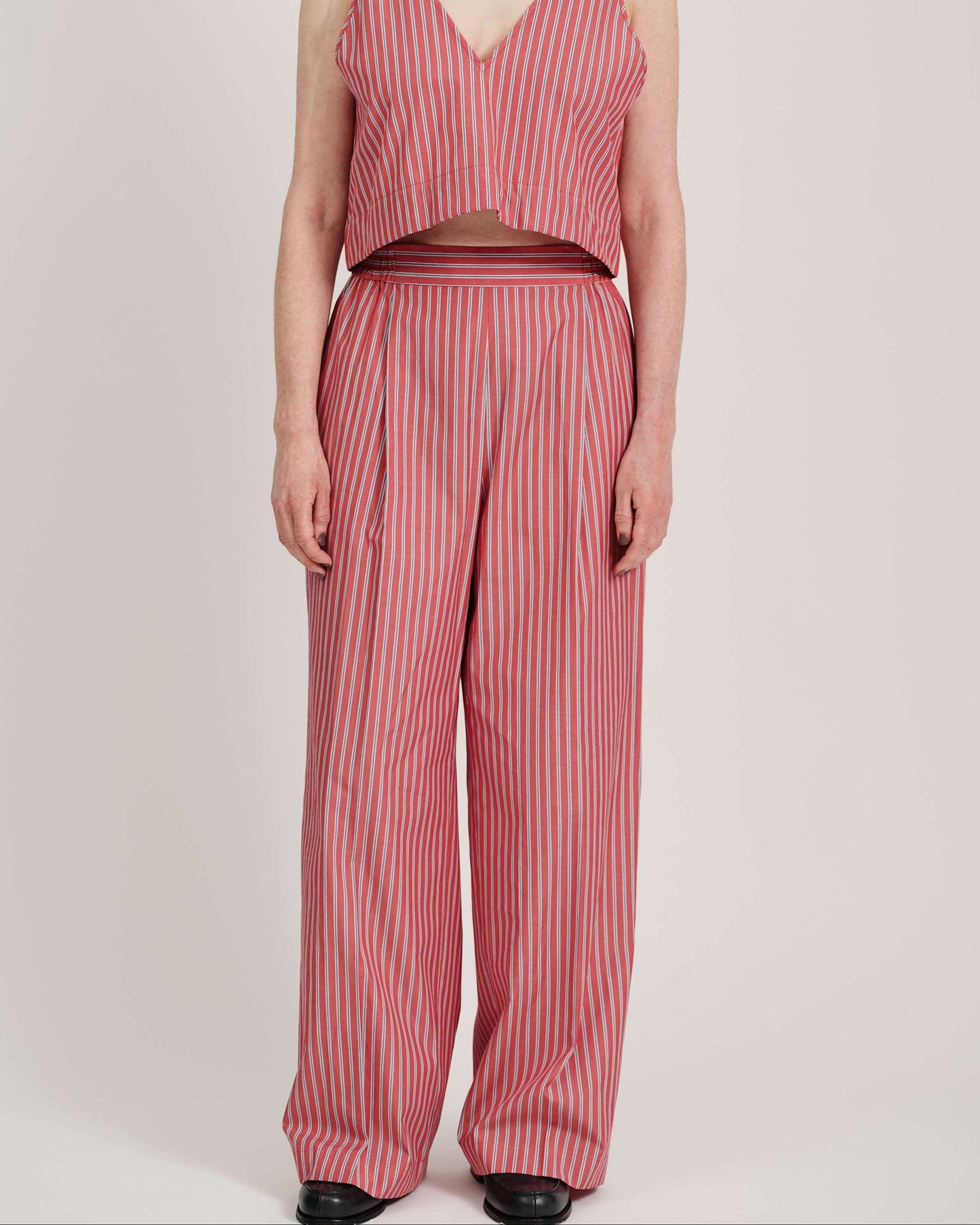 striped wide leg trousers