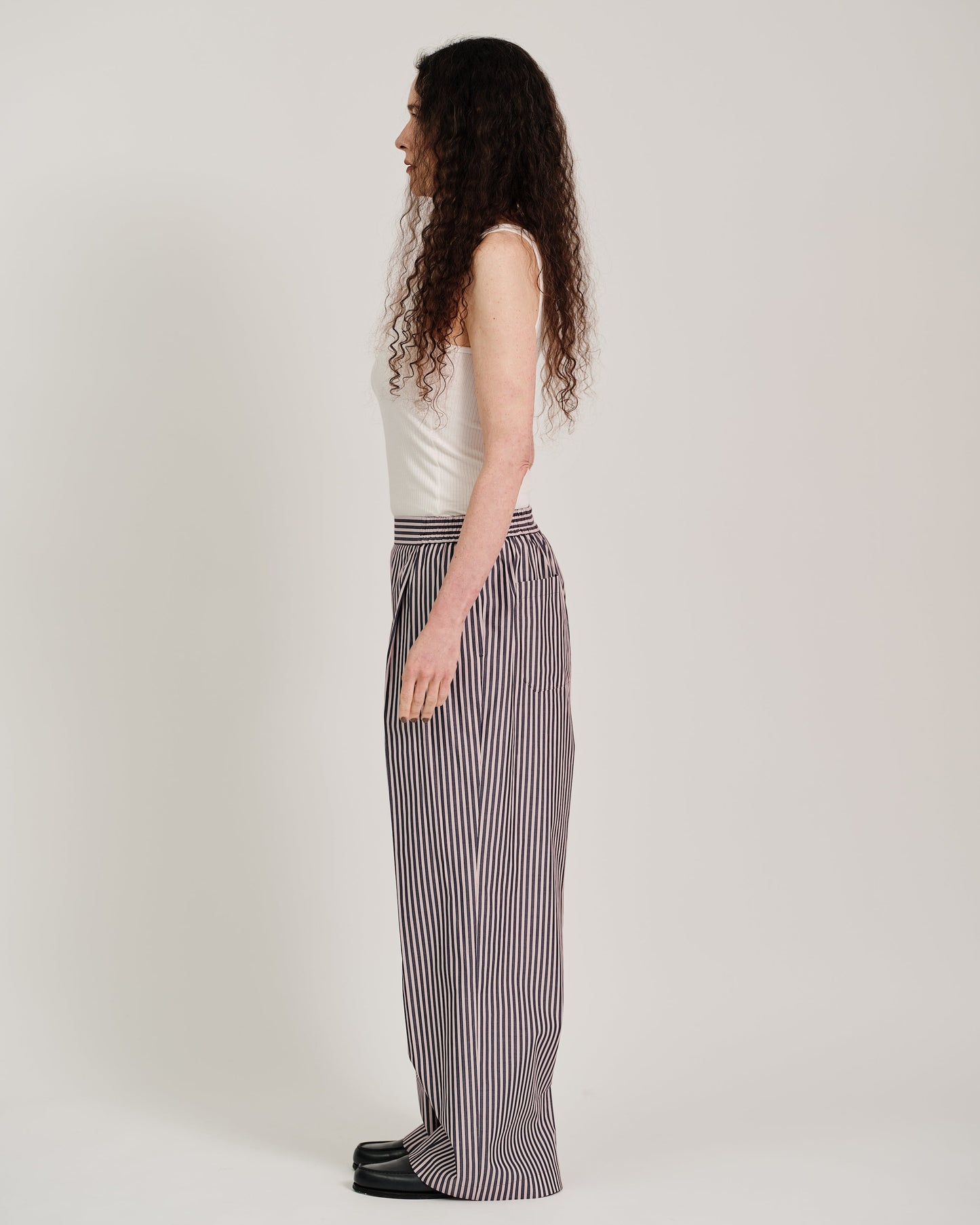striped wide leg trousers