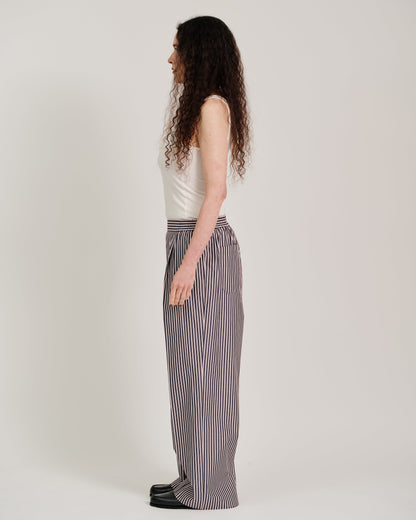 striped wide leg trousers