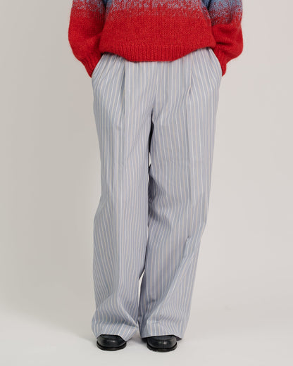 striped wide leg trousers