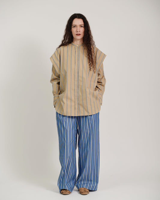 striped 2way sleeves shirt