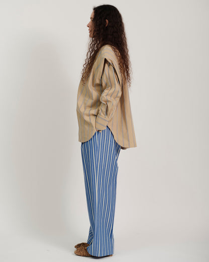 striped 2way sleeves shirt